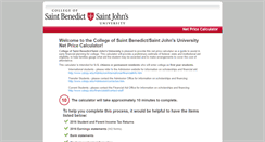 Desktop Screenshot of csbsju.studentaidcalculator.com