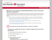 Tablet Screenshot of csbsju.studentaidcalculator.com